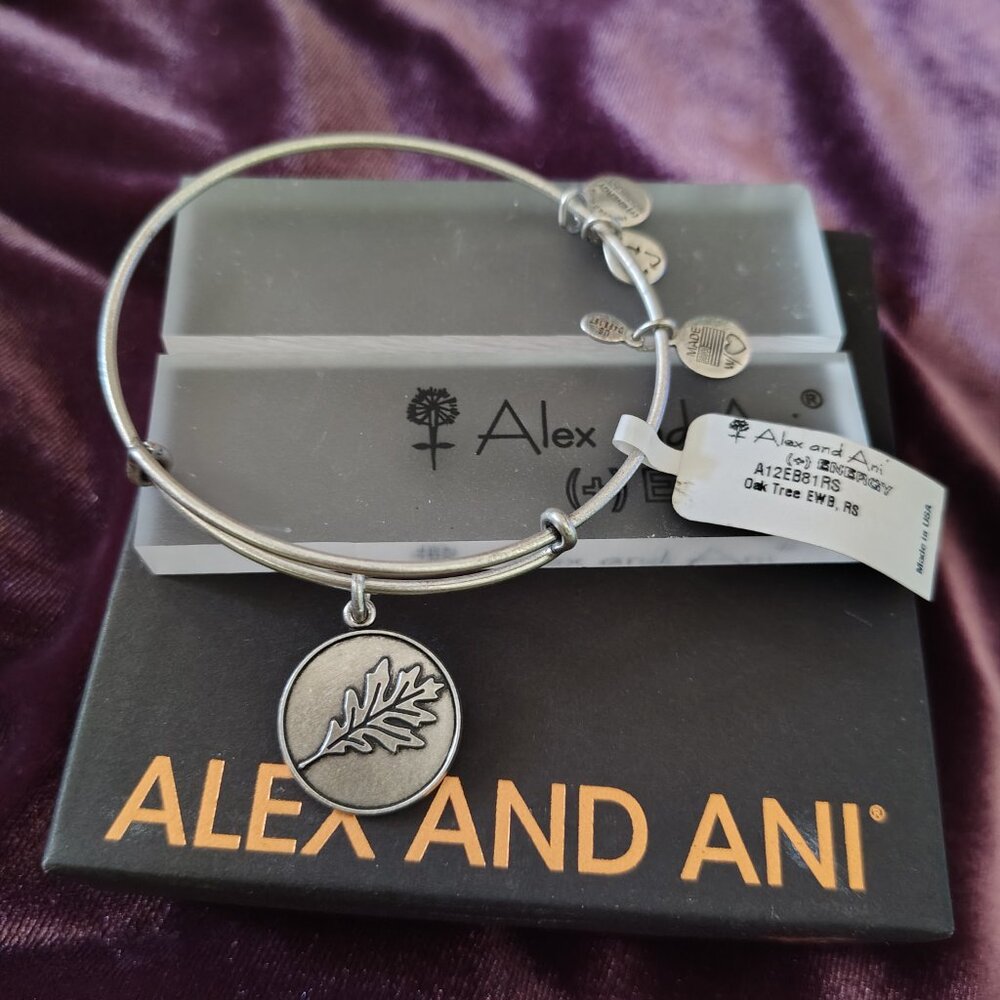 ☮️ NWT Alex and Ani  Oak Tree Bracelet Bangle Stability Power Strength…  803